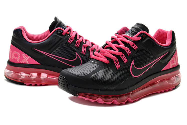 Nike Air Max 2013 Leather Black Pink For Women - Click Image to Close