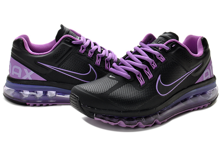 Nike Air Max 2013 Leather Black Purple For Women - Click Image to Close