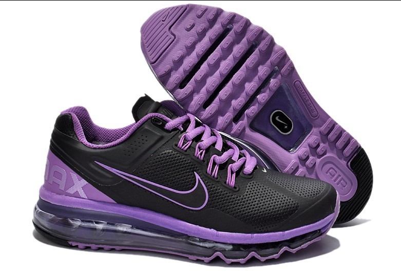 Nike Air Max 2013 Leather Black Purple For Women - Click Image to Close