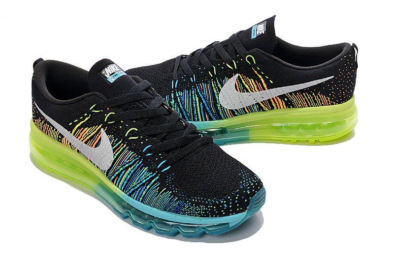 Nike Air Max 2014 Flyknit Black Blue Yellow Shoes