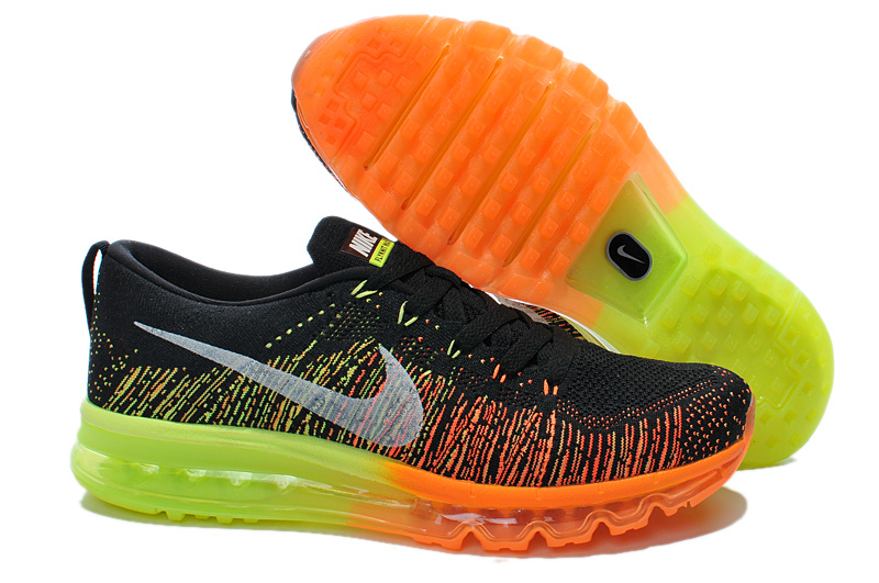 Nike Air Max 2014 Flyknit Black Orange Yellow Shoes