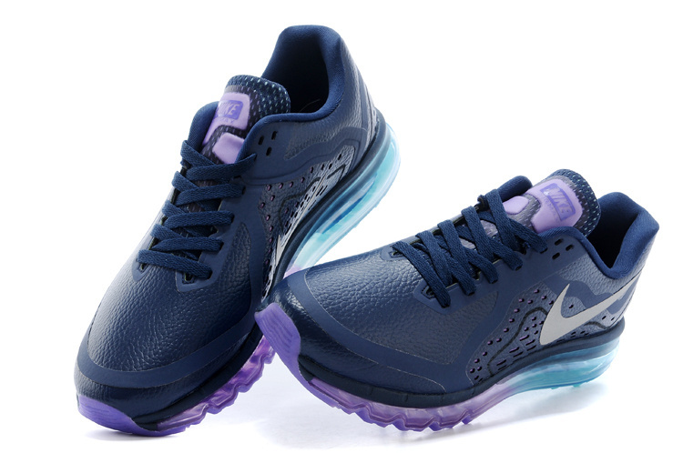 Nike Air Max 2014 Leather Black Purple Blue Shoes - Click Image to Close