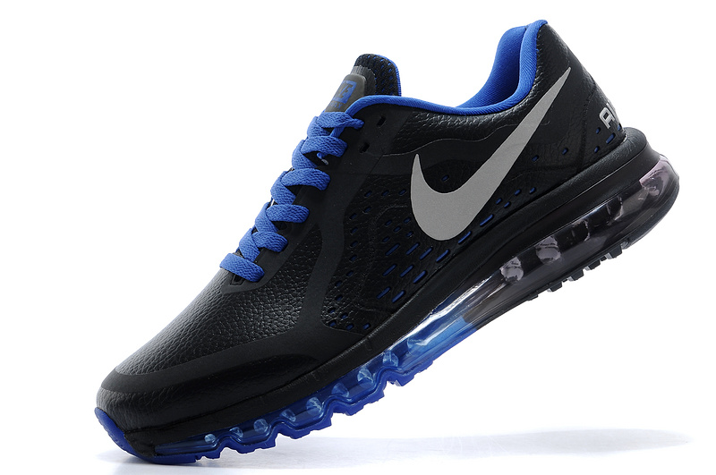 Nike Air Max 2014 Leather Black Blue Shoes - Click Image to Close
