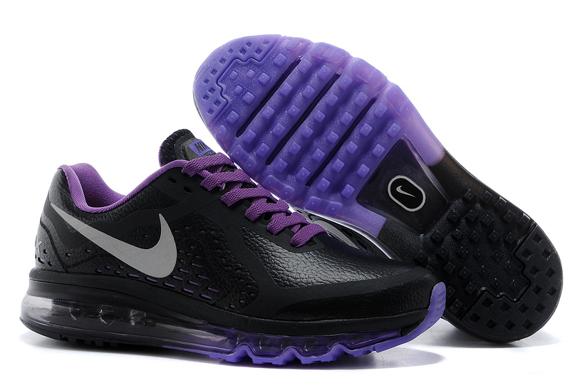 Nike Air Max 2014 Leather Black Purple Shoes - Click Image to Close