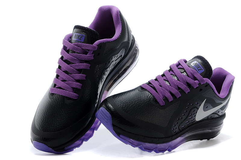 Nike Air Max 2014 Leather Black Purple Shoes - Click Image to Close