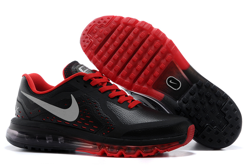 Nike Air Max 2014 Leather Black Red Shoes - Click Image to Close