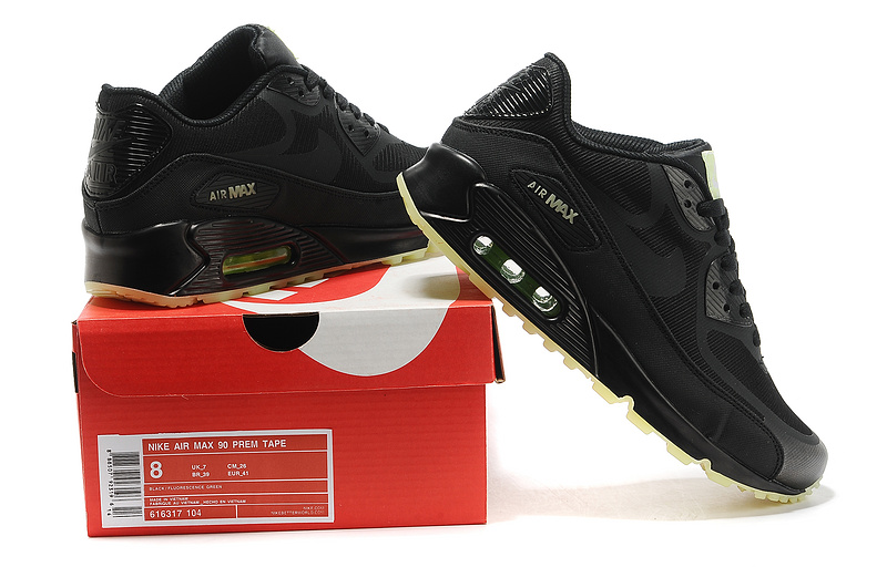 Nike Air Max 90 All Black Green Sole Shoes