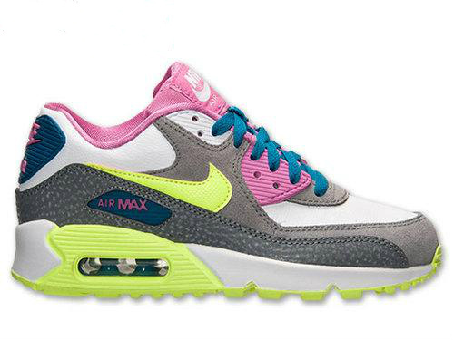 Nike Air Max 90 Grey Pink Green For Women - Click Image to Close