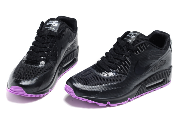 Nike Air Max 90 Mesh Black Purple Sole Shoes - Click Image to Close