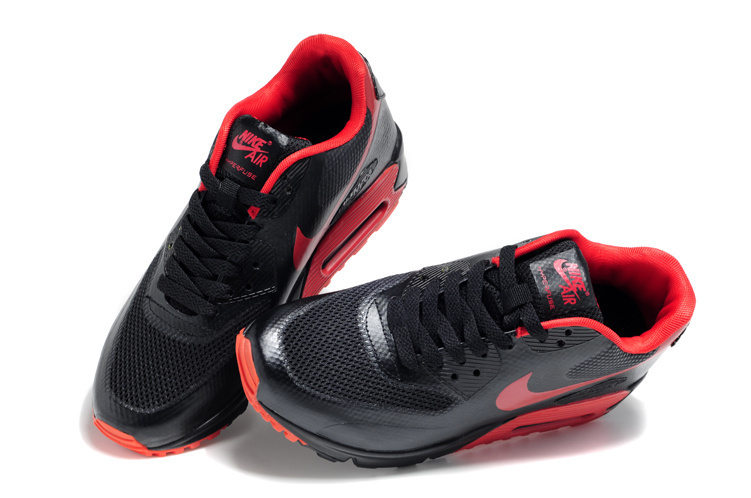 Nike Air Max 90 Mesh Black Red Shoes - Click Image to Close