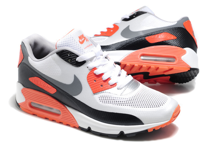 Nike Air Max 90 Mesh White Grey Red Shoes - Click Image to Close