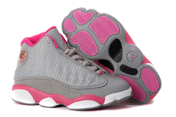 Cheap New Women Air Jordans 13 Retro gray pink white For Sale