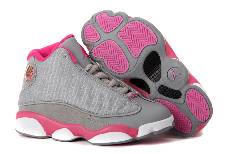 Cheap New Women Air Jordans 13 Retro gray pink white For Sale - Click Image to Close