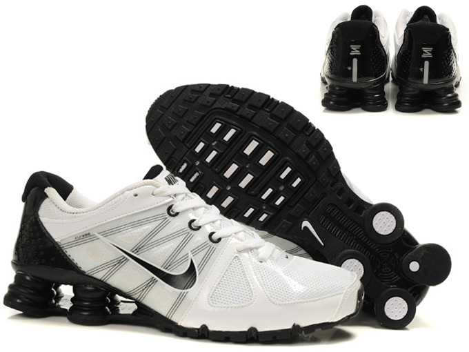 Classic Nike Shox Agent+ Shoes White Black - Click Image to Close