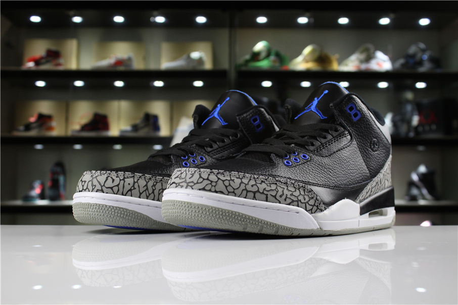 Fragment Design x Air Jordan 3 Retro Black Royal Blue White Shoes - Click Image to Close