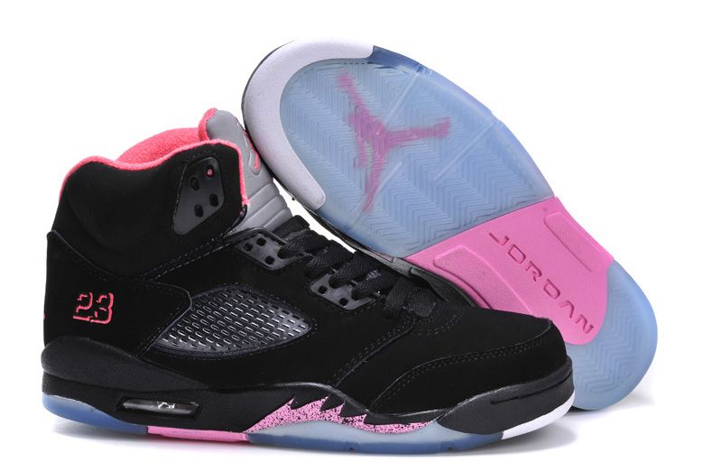 GS Air Jordan 5 Black Pink Silver - Click Image to Close