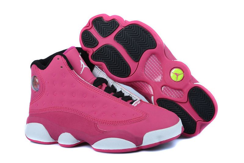 Girls Air Jordan 13 Fusion Pink Black White For Sale - Click Image to Close