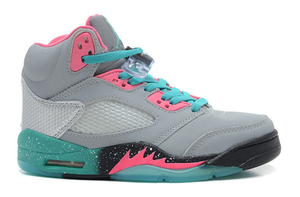 Girls Air Jordan 5 GS Miami Vice Grey Teal Pink For Sale