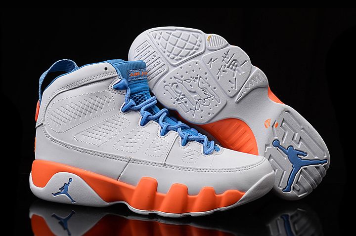 Girls Air Jordan 9 Fontay Montana White Blue Orange On Sale