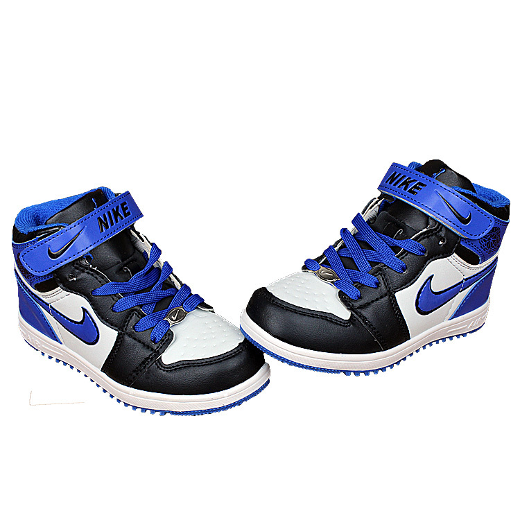 Nike Air Force High Black Royal Blue White Shoes For Kid - Click Image to Close