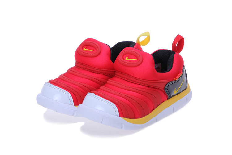 Kids Nike Dynamo Free Red Black Yellow White Shoes - Click Image to Close