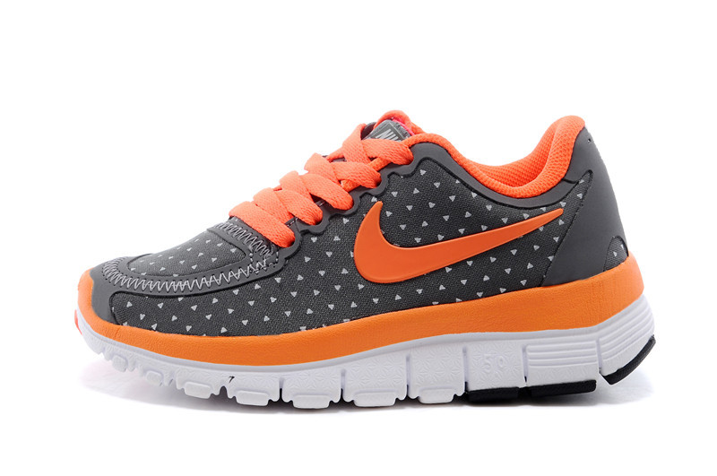 Kids Nike Free 5.0 Black Orange White Sport Shoes