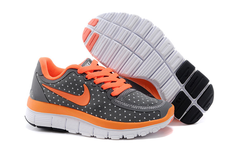 Kids Nike Free 5.0 Black Orange White Sport Shoes