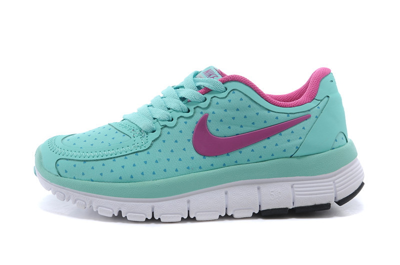Kids Nike Free 5.0 Green Pink White Sport Shoes - Click Image to Close
