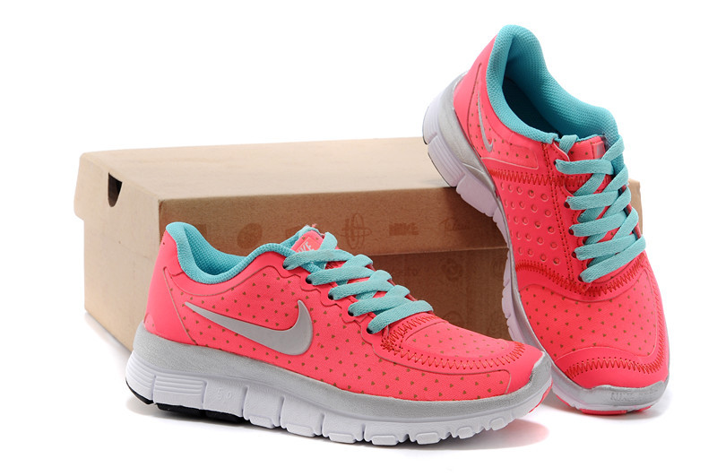 Kids Nike Free 5.0 Pink Green Sport Shoes