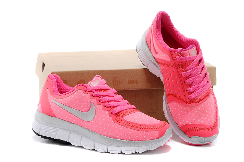 Kids Nike Free 5.0 Pink Grey White Sport Shoes