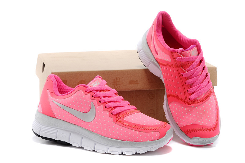 Kids Nike Free 5.0 Pink Grey White Sport Shoes - Click Image to Close