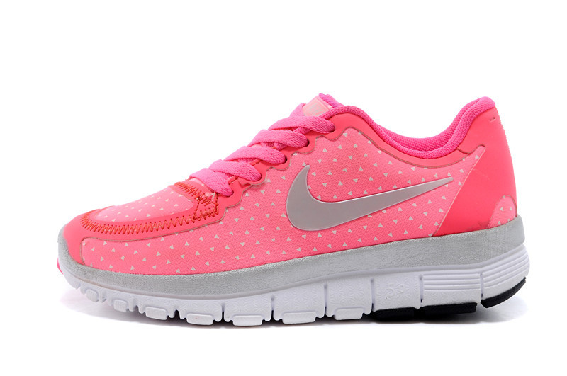 Kids Nike Free 5.0 Pink Grey White Sport Shoes