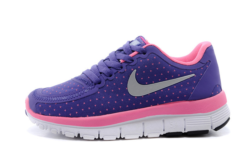 Kids Nike Free 5.0 Purple Pink White Sport Shoes