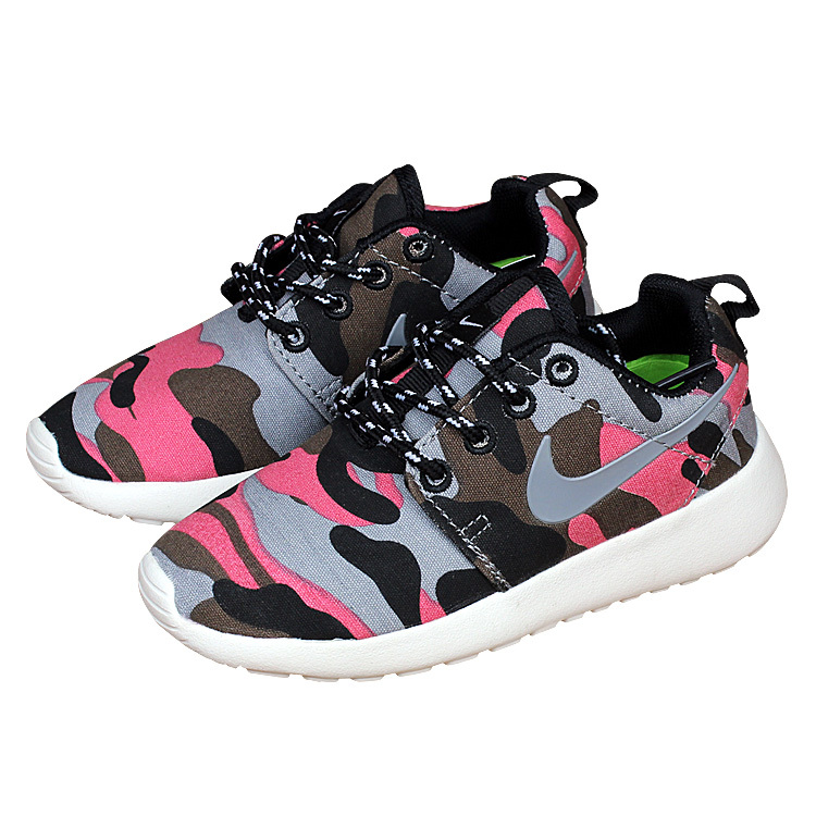 Nike Roshe Run Camo Pink Shoes For Kid - Click Image to Close