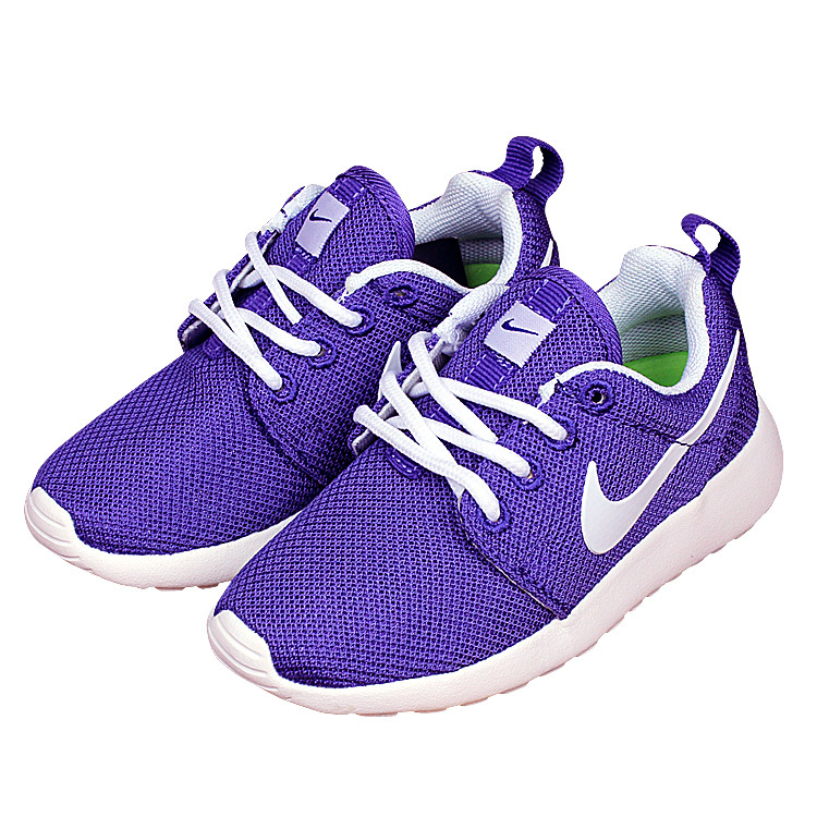 Nike Roshe Run Purple White Shoes For Kid - Click Image to Close