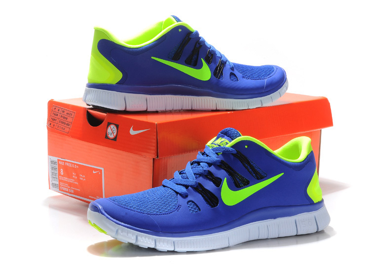New Nike Free 5.0 Blue Green White Running Shoes - Click Image to Close