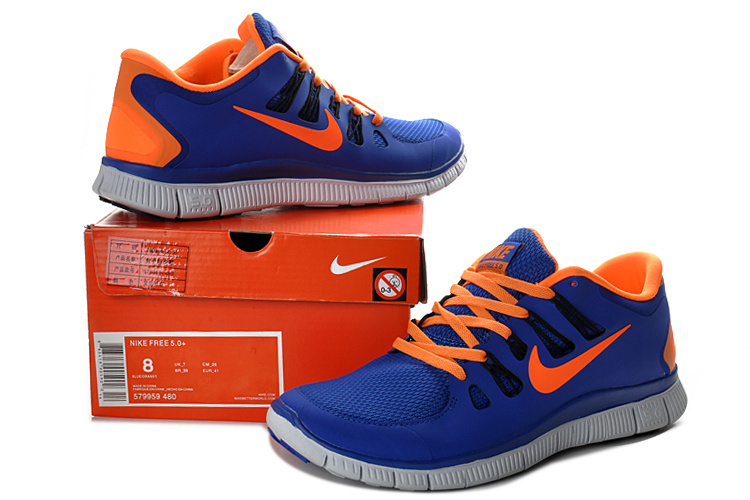 New Nike Free 5.0 Blue Orange Running Shoes - Click Image to Close