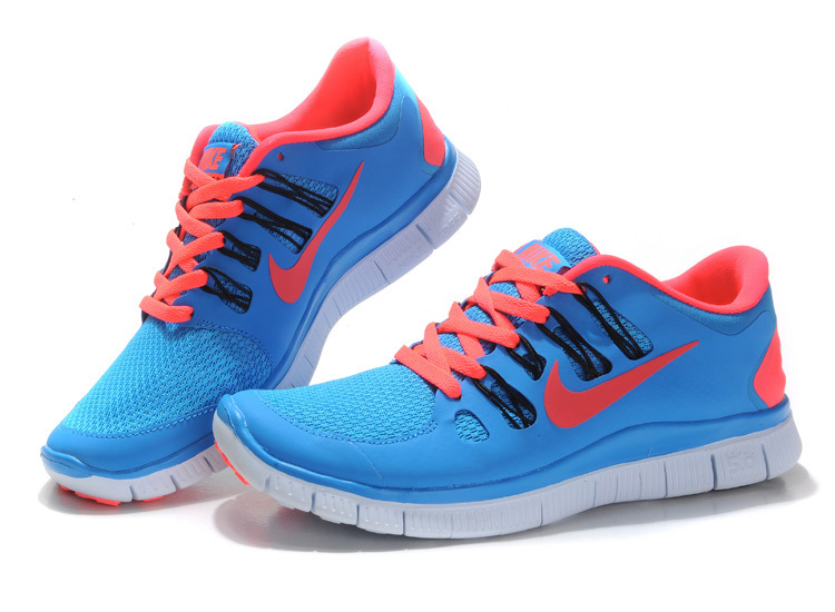 New Nike Free 5.0 Blue Pink Running Shoes - Click Image to Close