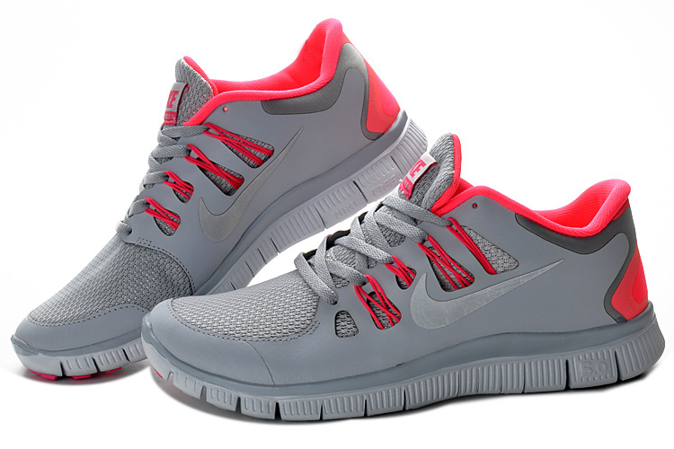 New Nike Free 5.0 Grey Pink Running Shoes - Click Image to Close