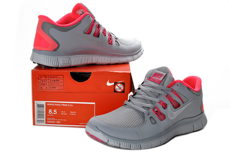 New Nike Free 5.0 Grey Pink Running Shoes - Click Image to Close