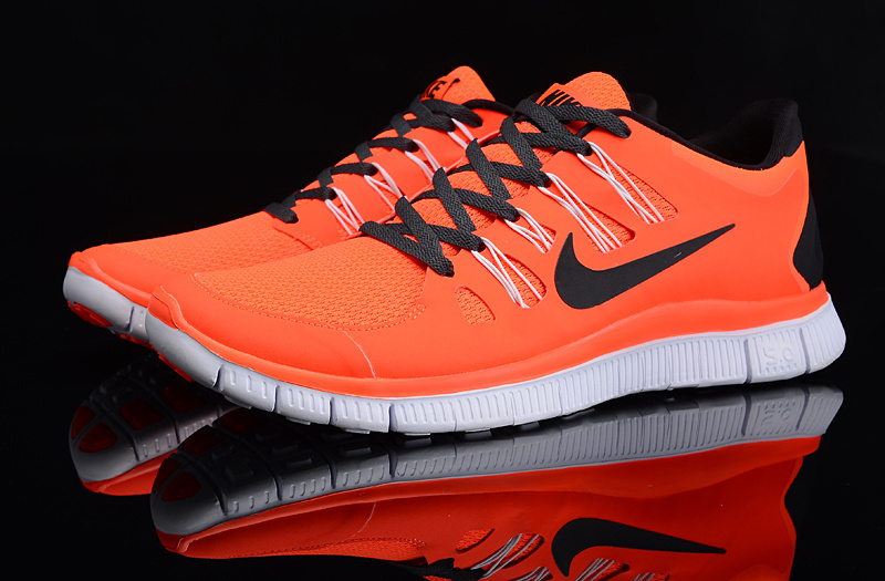 New Nike Free 5.0 Orange Black White Running Shoes