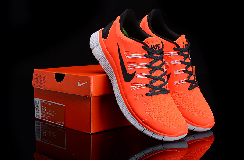 New Nike Free 5.0 Orange Black White Running Shoes