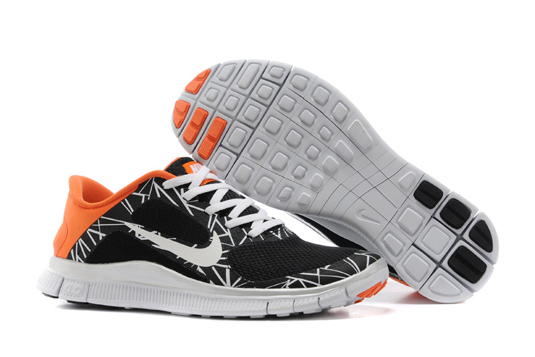 Limited Nike 4.0 V3 Colorful Black White Orange Running Shoes - Click Image to Close