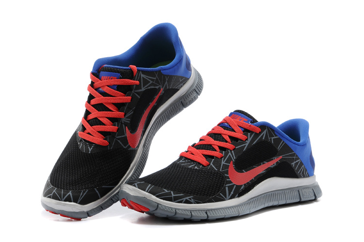 SpecialNike Free Run 4.0 V3 Coloful Black Red Grey Blue Shoes