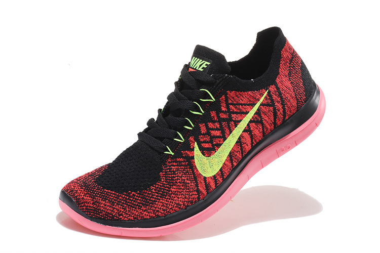 Nike Free 4.0 Flyknit Black Red Pink Running Shoes - Click Image to Close