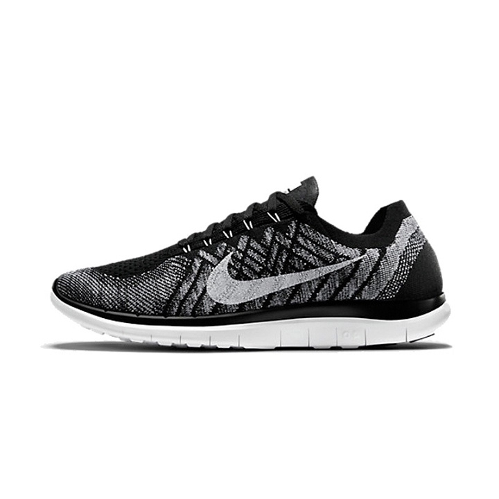 Women Nike Free 4.0 Flyknit Black White Running Shoes