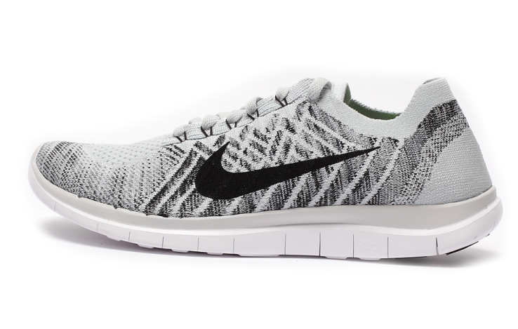 Nike Free 4.0 Flyknit Grey Black White Running Shoes - Click Image to Close