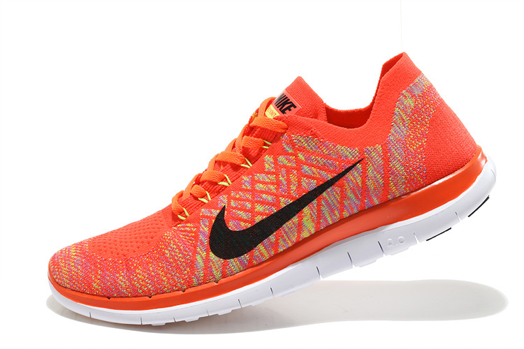 Nike Free 4.0 Flyknit Orange Black White Running Shoes - Click Image to Close