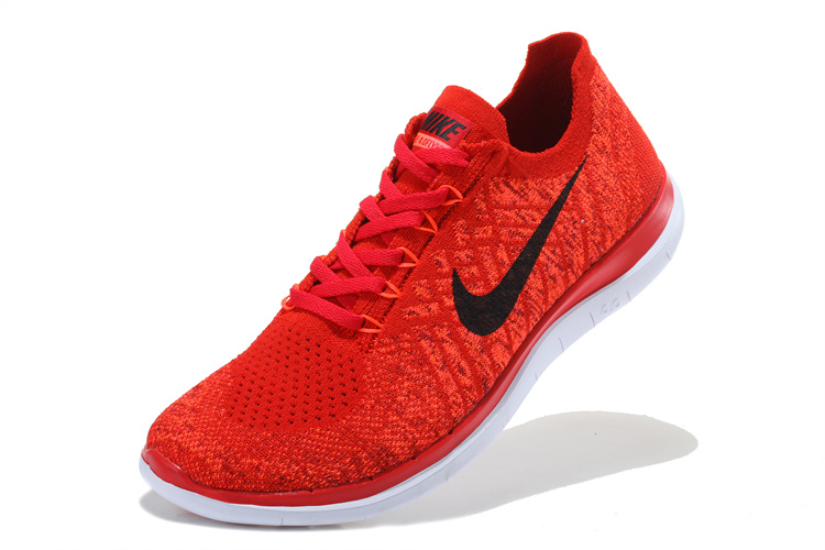 Women Nike Free 4.0 Flyknit Red Black White Running Shoes - Click Image to Close