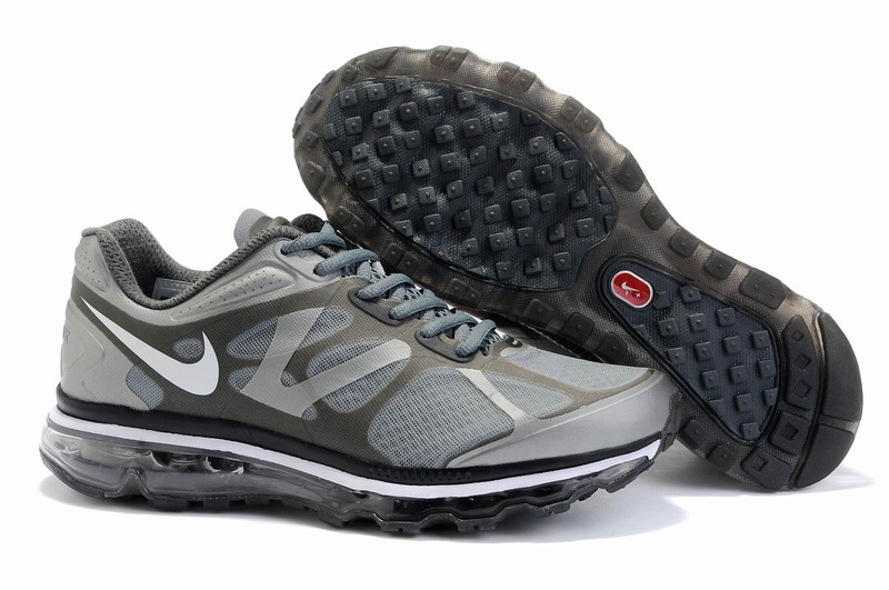 Men Nike Air Max 2012 Grey Black White Logo Shoes